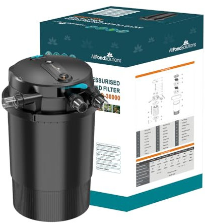 allpondsolutions Auto Cleaning Pressurised Koi Fish Pond Filter with UV Steriliser Light and Timer - Ponds Up to 30000 litres - PRO-30000