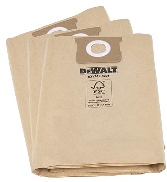 DEWALT DXVA19-4201 Dust Bags for The DEWALT DXV23PTA Wet/Dry Vacuum Cleaner. Easy to Attach for Minimal Cleaning Interruption. Pack of 3