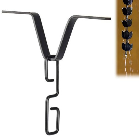 Butyeak Gancho de Cadena de Lluvia, Adaptador de Canalón de Cadena de Lluvia, Gancho De Cadena De Lluvia Adaptador, Cadena de Lluvia Resistente a la Corrosión para Días Lluviosos al Aire Libre, Negro