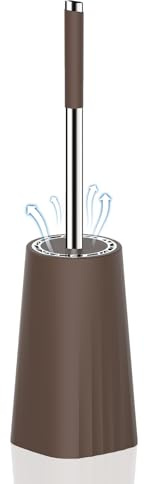 SetSail Toilet Brush, Compact Size Toilet Bowl Brush and Holder Toilet Brushes for Bathroom with Stainless Steel Handle Toilet Cleaner Brush with Durable Scrubbing Bristles, Brown