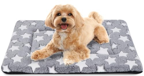 BVAGSS Orthopädisches Hundebett, Waschbar Hundematte, Plüsch Hundekissen Weiche und Warme Hundematte für klein mittel große Hunde, rutschfeste Unterseite XH083 (60x45cm,White Star)