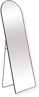 Buxibo Ovaler Bogenspiegel – Gehärtetes Sicherheitsglas Standspiegel – Ganzkörperspiegel – 160x60 cm – Schwarz