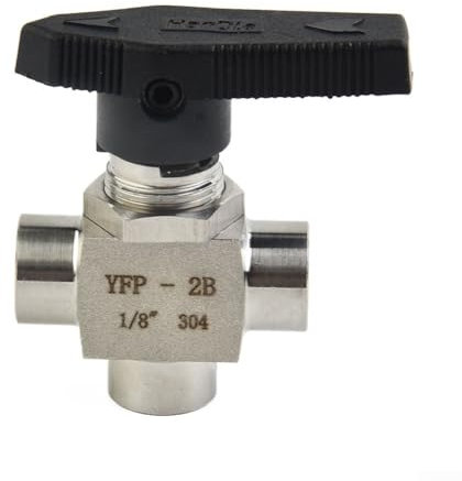 Jonikuper Industrial 3 Way Ball Valve, Air Tube Hand Valve BSPP Female Thread For Flow Control For Water Oil 304 Stainless Steel G1/8 G1/4 G3/8 G1/2(G1/8)