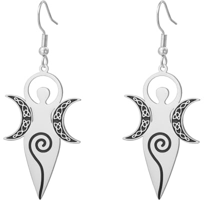 Orecchini della dea celtica della fertilità Amuleto pagano wiccan magico della dea della tripla luna a spirale Gioielli religiosi Regalo per donne Mamma