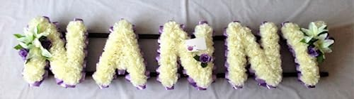 Customizable Funeral Flowers - Personalized Artificial Silk Flowers for Graves & Funerals | Lasting Remembrance with Any 5 Letters, NANNY UNCLE AUNTY MUMMY