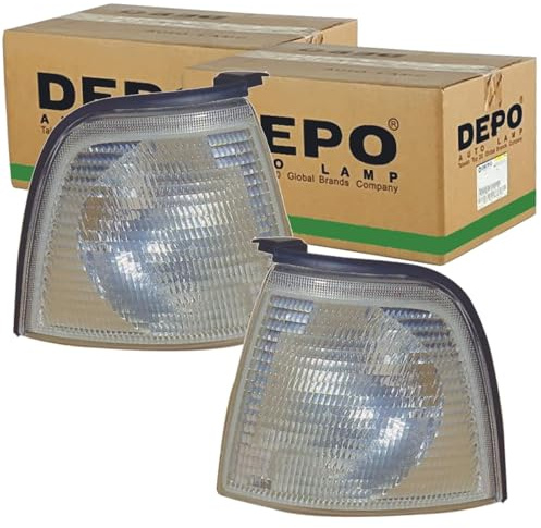 2X Depo Blinker Klarglas vorne | 441-1505L-Ue-C + 441-1505R-Ue-C Kompatibel mit 80 B3 Stufenheck (893, 894, 8A2),80 B4 Avant (8C5),80 B4 Stufenheck (8C2)