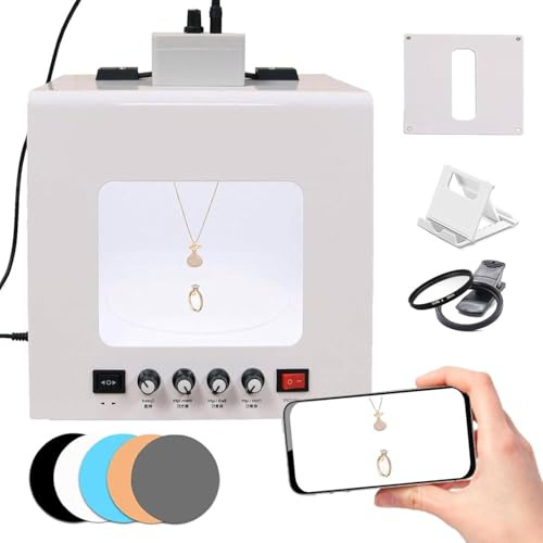 Mini Boîte à Lumière pour Studio Photo, Kit De Tente De Prise De Vue, Tente D'éclairage Pliable Et Portable, 4 Lumières LED, avec Plateau Tournant Automatique Et Support De Suspension 30cm