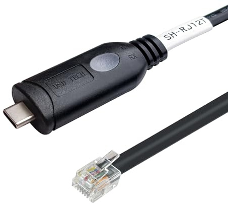 DSD TECH SH-RJ12T USB C auf RJ12 6P4C RS232 Serielles Kabel für AP77XX/78XX/79XX/86XX/88XX/89XX PDUs & ATS (1,8 m)