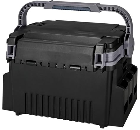 HFYSGVO 20L Angelgerät Box Doppelschicht Große Kapazität Outdoor Multifunktionale PP + ABS Stand Rutenhalter(Black)