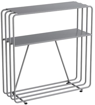 Mesa consola de entrada, estante de metal de 3 niveles con esquinas redondeadas y patas ajustables para espacios de vida modernos