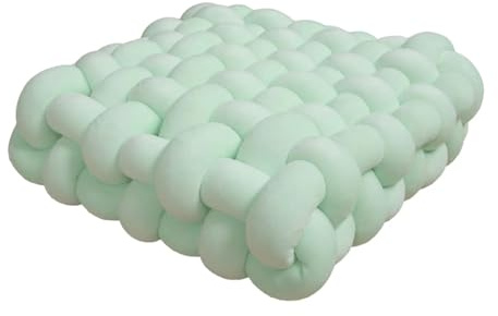 MGEMJMJ Großes Knotenkissen, Bodenkissen Für Meditation, Wurfkissen, Stuhlrückenkissen, Geknoteter überwurf Für Couch, Sitzkissen, Häkelknotenkissen(Size:30 * 33 * 12cm,Color:Hellgrün)