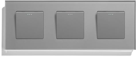 Interruptor Pared Moderno, Interruptor de luz pared mecánico doble botón, 1 unidad, vía, con marco vidrio, triple potencia, 250 V(Triple 1Gang Gray)