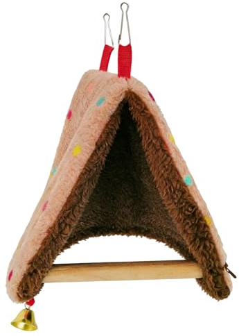 Generico Amaca Da Riposo Gabbia Per - Per Tenda In Morbido Cotone Peluche Con Trespolo In Legno Coperta Piccola Media Cockatiel Conuro Canarino Accogliente Caldo Rilassarsi Giocare A Dormire Acces