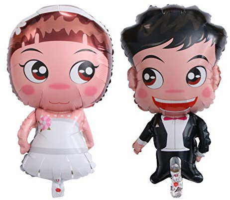 NUOLUX 2 Pcs Folienballons Hochzeit Brautpaar Luftballon Braut und Bräutigam Ballons Hochzeit Geschenk Foto Requisiten