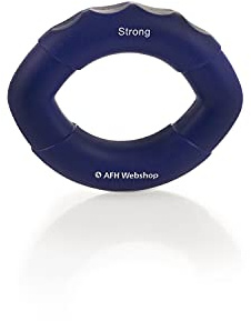 AFH Webshop Silikon Handtrainer und Fingertrainer | EasyFlex Premium Qualität | ergonomischer Fingertrainer Ring | Greifkraft Griffkraft Trainer (Länge: 8 cm, Nachtblau | stark)