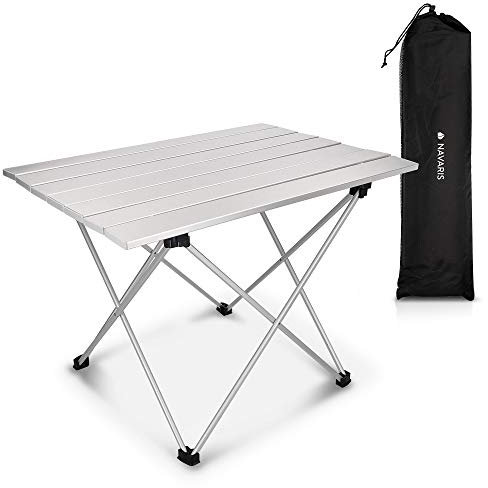 Navaris Campingtisch Camping Klapptisch Ultraleicht - 55,7x40,5x38,5cm Alu Tisch Balkon klappbar - Beistelltisch Balkontisch klein