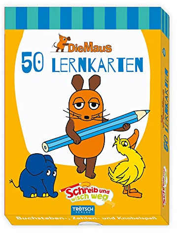 TRÖTSCH - Die Maus Lernkarten schreib und wisch Weg : 50 Karten mit Stift und Schwamm