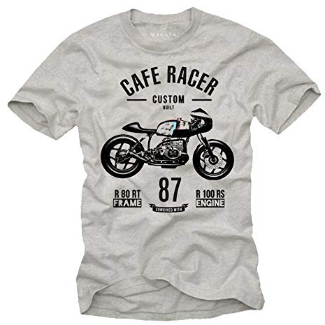 MAKAYA Biker T-Shirt Herren - Custom Built Cafe Racer - Vintage R 80 Motorad Geschenke