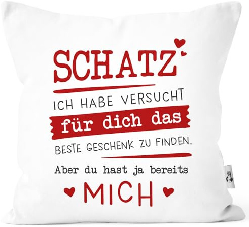 MoonWorks® Kissenbezug Schatz ich Habe versucht Finden Geschenkidee Valentinstag Liebe Weiss Unisize