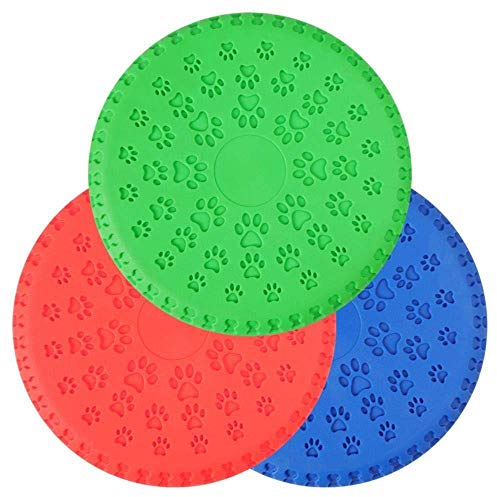 Qazxsw Frisbees Hund Frisbees Spielzeug Gummiknochen Fußabdruck Haustier Frisbee Weiche Bissbeständige Hundespielzeug Hund Frisbee, Blau, M, Blau, M.