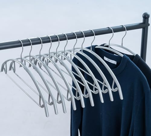 Cocomaya Kleiderbügel aus Metall, 42 cm Silber - rutschfeste Gummibeschichtete, Keine Schulterbeulen, Für Pullover und T-Shirts, 20er Pack