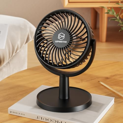 4 Velocidades Pequeño Ventilador de Escritorio con Fuerte Flujo de Aire, Personal Portátil Mini Ventilador USB, Silencioso, 310 Grados de Rotación, Fácil de Limpiar, Ligero, 4'', para Dormitorio