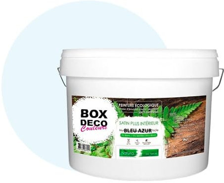 Pintura natural ecológica para pared, diseño de satén interior, 10 L, 130 m², color azul azur