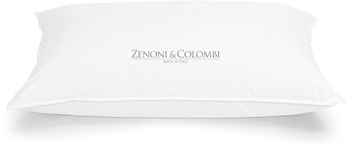 Zenoni & Colombi | Guanciale Cuscino da Letto in Piumino e Piuma d'oca con Fodera in 100% Cotone, Anallergico e Antiacaro | Made in Italy | Marilleva