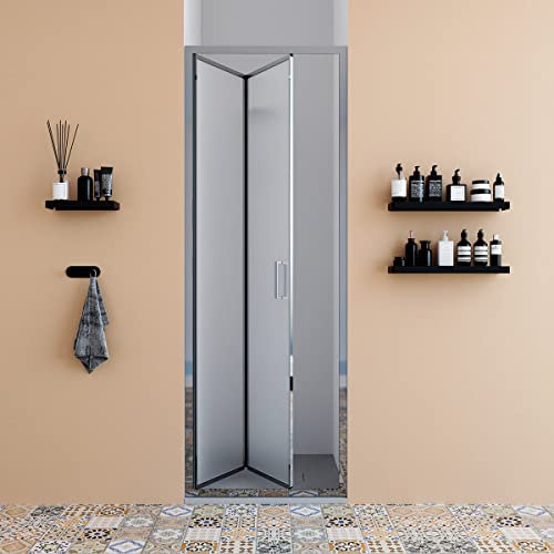 Porta doccia per nicchia 90 cm apertura a libro pieghevole vetro OPACO anticalcare 5mm Sequoia