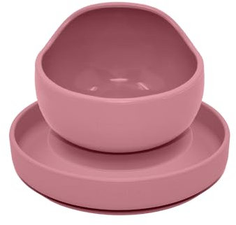 Petite&Mars Set di stoviglie in silicone per bambini TAKE&MATCH * 4 pezzi piatto ciotola posate massaggiagengive * con ventosa * senza BPA * lavabile in lavastoviglie lavabile in microonde (2 piatti e
