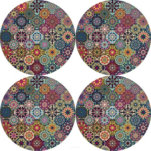 Bertoni Tischsets 4 Stück Aus Filz 4D Filzset Rund Filzuntersetzer Platzsets 33x33x1 cm Valencia