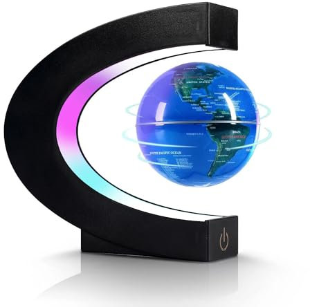 Dracarys Magnetic Levitation Floating Globe, Levitating C Shape with LED Lights Touch Control for Educational Home Office Decor, Anniversary Creative Gift(3.3 Inches Globe)