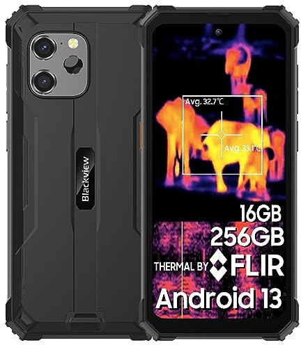 Blackview BV8900 Outdoor Handy Ohne Vertrag, 4X Wärmebildkamera+ OSI 64MP+16MP, 16GB+256GB Helio P90 Android 13 Smartphone mit 10000mAh 33W Schnellladung, 2.4K 6.5 Display, NFC/GPS/USB 3.0