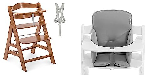 Hauck Kinder Hochstuhl Alpha+ - Mitwachsender Holz Babystuhl (FSC zertifiziert) & Alpha Cosy Comfort Sitzverkleinerer ab 6 Monate