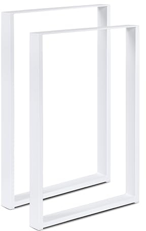 Magnetic Mobel 2 x Tischbeine aus Metall für Schreibtisch Esstisch, Möbelfüße Tischgestell Tischuntergestell Tischkufen (Weiß | Profil 6x2 cm, 40x72 cm)