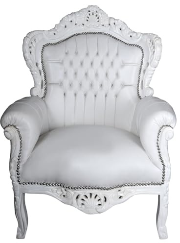 Poltrona XXL in legno bianco con braccioli polsini, cat588b51 Palazzo Exclusive