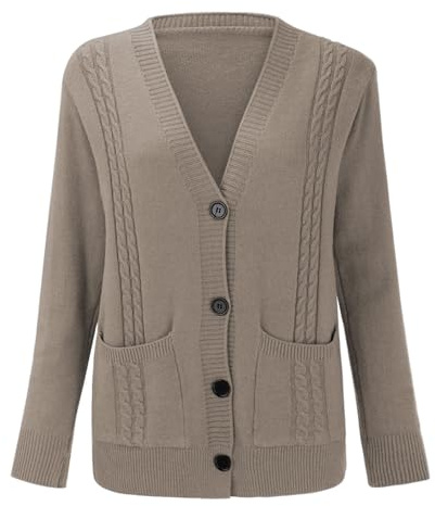 IQYU Cárdigan de punto de lana para mujer, cárdigans para mujer con bolsillos chaqueta de verano elegante chaqueta de punto negro larga chaqueta de primavera ligera chaqueta de verano chaqueta
