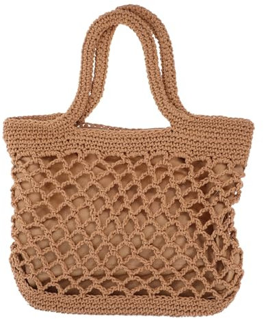 WRITWAA Umhängetasche Jutebeutel Gewebte Tasche Handtasche Gewebtem Netz Badetasche Xxl Modische Handtaschen Für Damen Mädchen-einkaufstasche Sommer Strandtasche Fräulein Weben Rucksack