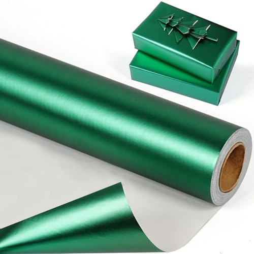 Grüne Geschenkpapierrolle, 43 cm x 10 m, einfarbig, mattes Geschenkpapier für Damen und Herren, Geschenkpapier für Weihnachten, Geburtstag, Hochzeit, Babyparty, Urlaub, Party, Geschenkdekorationen