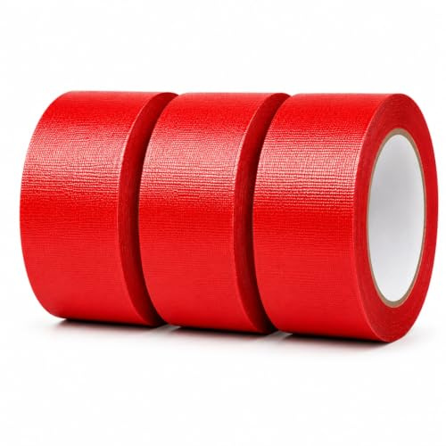TNCIAD PW Red Duct Tape – 3 Rolls of Strong Red Heavy Duty 48mm x 45m Waterproof Gaffer Tape, for Repairs, DIY & More