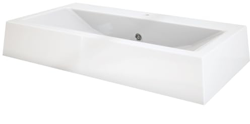 Vladon Waschbecken Nizza - Aufsatzwaschbecken Eckiges Design - Hochwertiger Gussmarmor (43 x 80 x 12,5 cm)