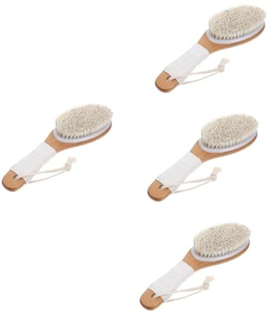 Beatifufu 4stücke Körperbürste Mit Griff Ergonomischer Rückenschrubber Pferdehaar Für Dusche Und Bad Exfolierende Badebürste Für Sanfte Hautpflege Und Massage