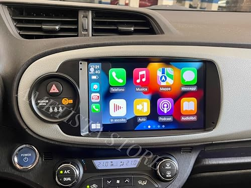 【6+128 GIGA】Car Tablet Autoradio 9'' Android 14 2 da 9 pollici adatta per Toyota Yaris 2012-2020 WiFi 4G |Bluetooth |Navigatore| CarPlay|Android Auto| non è compatibile con la Retrocamera Di Serie