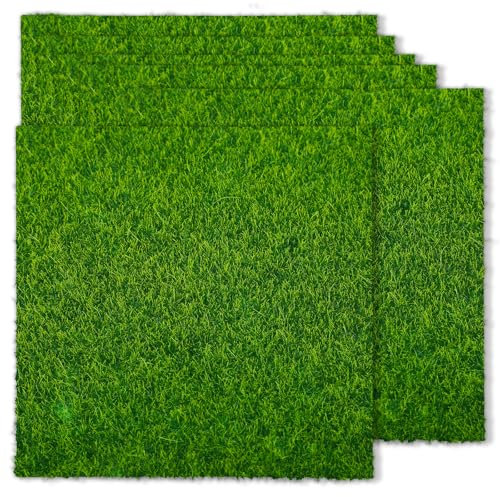 Aeaocvo 6 PCS Artificial Grass Mat Miniature Fairy Garden Grass 15 x 15 cm Faux Grass Turf for Crafts DIY Dollhouse Ornament Decoration