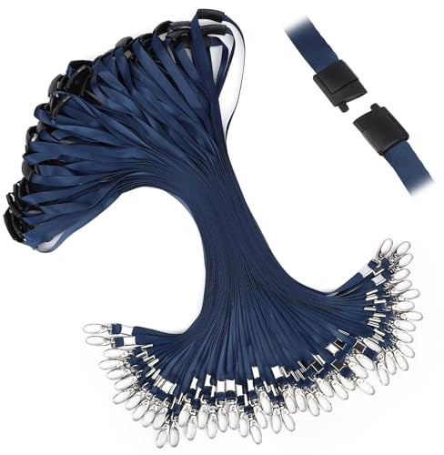 Segus Lanyard Llaves, 50 Piezas Lanyard con Clip de Seguridad, Colgante Llaves Cuello para Portatarjetas Identificación, Billeteras, Silbidos (Azul Oscuro)