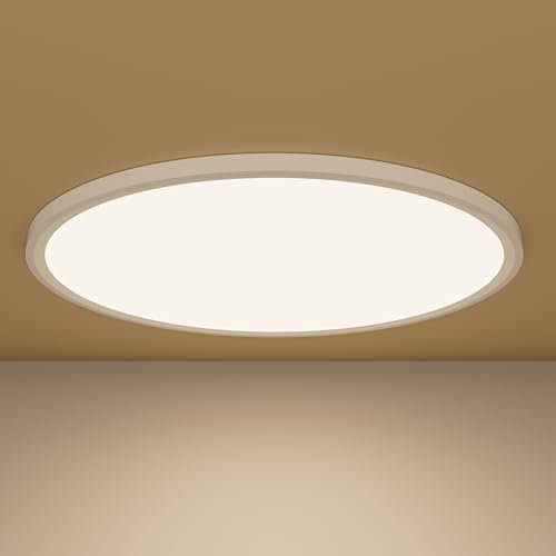 Sky angle LED Deckenleuchte Flach Rund 3000K 30cm, Modern Deckenlampe Warms Licht 21W 2400LM Flush Mount Ultra Dünn Ceiling Light für Küche Bad Schlafzimmer Flur Keller (3000K, 30cm)