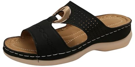 PINTUTU Sandales Femmes Nu-Pieds Orthopédique Compensées Sandale Confortable de Plage Pantoufles Femme Ete Respirantes Semelles épaisses Anti-dérapant Chaussures Bohemia Romain Sandals