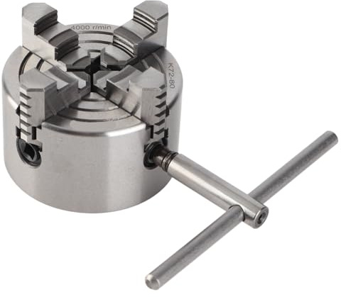 Mandrino Autocentrante per Tornio, 4 Griffe Reversibili, Diametro 80 mm, per Lavorazione di Metalli