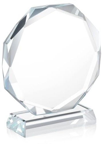 GALPADA Crystal Trophy Transparent - Blanko Pokal mit Gravur Wunschtext für Fussball & Dart - Clear Glass Trophäe für Ersten Platz, Firmenjubiläum & Bester Papa
