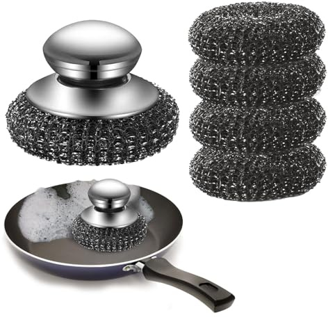 5 Pcs Steel Wool,Steel Wool Scrubber,Stainless Steel Scrubber,Metal Scrubber,Steel Scrubber for Dishes,Steel Scrubber,for Cleaning Dishes, Cast Iron, Stock Pots, Pans, Griddles, Grills